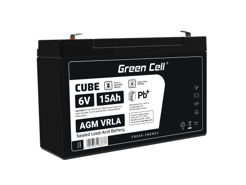 Green Cell® Batteria AGM 6V 15Ah accumulatore sigillata giocattoli per bambini Installazioni di allarme