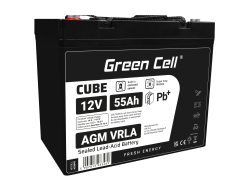 Green Cell® Batteria AGM 12V 55Ah accumulatore sigillata falciatrice Scooter Peschereccio Trattorino