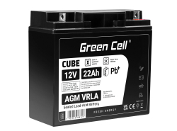 Accumulatore Green Cell® AGM 12V 22Ah gyapjú, karbantartást nem igénylő ólom-savas accumulatore fűnyírókhoz, golfkocsikhoz