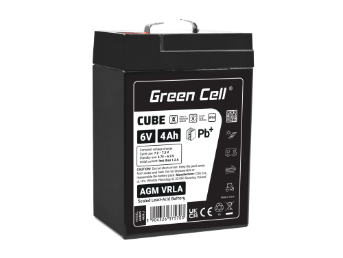 Green Cell CUBE AGM IP54 Batteria 6V 4Ah accumulatore sigillata giocattoli per bambini Installazioni di allarme