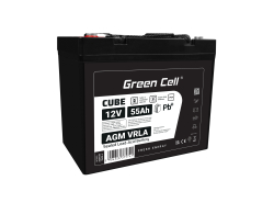 Green Cell CUBE AGM IP54 Batteria 12V 55Ah accumulatore sigillata falciatrice Scooter Peschereccio Trattorino