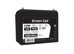 Green Cell CUBE AGM IP54 Batteria 12V 75Ah accumulatore sigillata fotovoltaico Barca sedia a rotelle Solari Camper