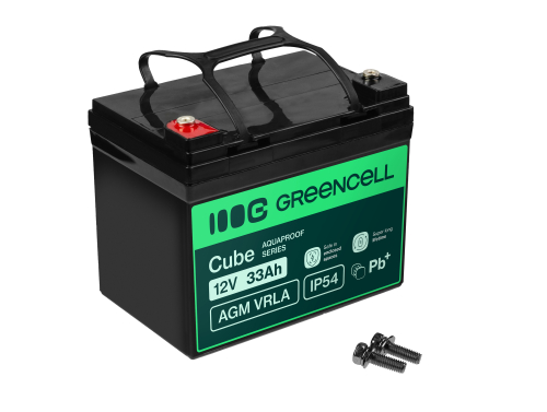 Green Cell Cube AGM VRLA IP54 12V 33Ah batteria senza manutenzione per tosaerba, scooter, barche, carrozzine