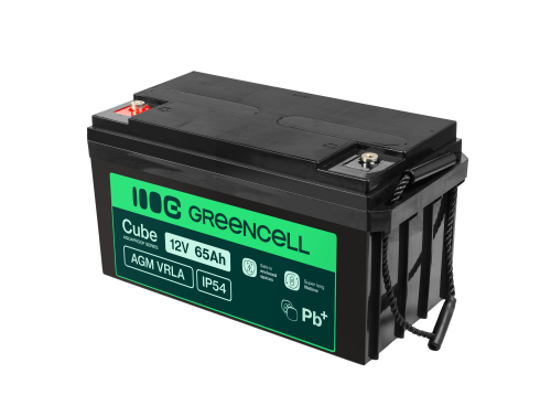 Green Cell Cube AGM VRLA IP54 12V 65Ah batteria senza manutenzione per tosaerba, scooter, barche, carrozzine