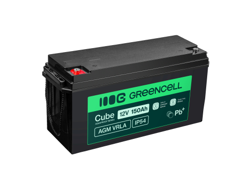 Green Cell Cube AGM VRLA IP54 12V 150Ah batteria senza manutenzione per camper, energia solare, barche