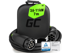 Green Cell Snap Typ 2 EV Ladekabel 11 kW 7 m für Tesla Model 3 S X Y, VW ID.Buzz, Kia EV6, Hyundai IONIQ 5, BMW iX, Ford Mach-E