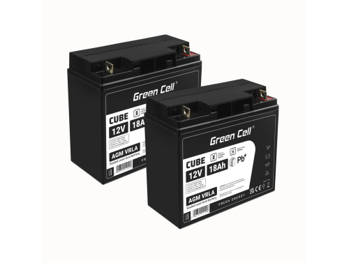 2x Batteria AGM 12V 18Ah accumulatore sigillata falciatrice Scooter Peschereccio Trattorino