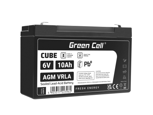Green Cell AGM VRLA 6V 10Ah senza manutenzione per allarme cassa giocattolo - OUTLET