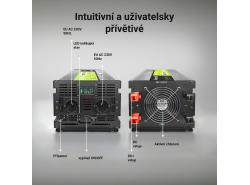 Green Cell® 500W/1000W Invertitore Onda Pura DC 12V AC 230V Convertitore di tensione