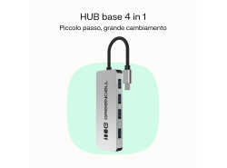 Adattatore Basic HUB Greencell USB-C 4in1 (4×USB-A 3.0) – veloce trasferimento fino a 5 Gb/s, custodia in alluminio