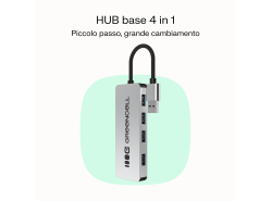Adapter Basic HUB Greencell USB-A 4in1 (4×USB 3.0) – trasferimento veloce fino a 5 Gb/s, corpo in alluminio
