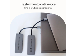Adapter Basic HUB Greencell USB-A 4in1 (4×USB 3.0) – trasferimento veloce fino a 5 Gb/s, corpo in alluminio