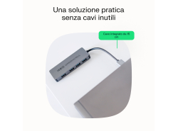 Adapter Basic HUB Greencell USB-A 4in1 (4×USB 3.0) – trasferimento veloce fino a 5 Gb/s, corpo in alluminio