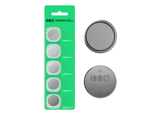 5x batteria litio CR1620 CR 1620 3V 70mAh Greencell bottone Blister