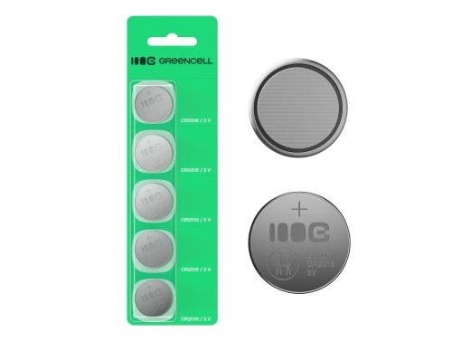 Greencell Blister 5x batteria litio CR2016 3V 80mAh a bottone per chiavi, orologi, telecomandi, bilance