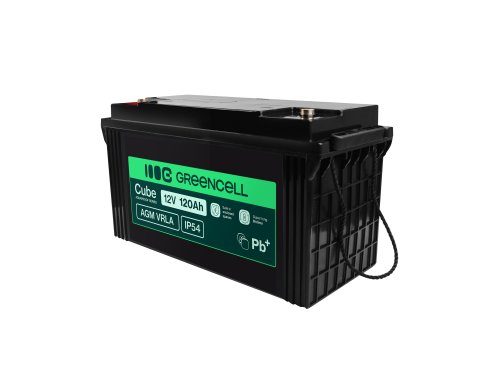 Greencell AGM VRLA 12V 120Ah batteria senza manutenzione per barche fotovoltaico pannelli solari (173x406x233mm)