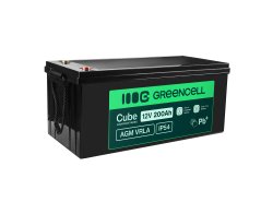 Greencell AGM VRLA 12V 200Ah accumulatore senza manutenzione per barche fotovoltaiche pannelli solari (240x522x226mm)