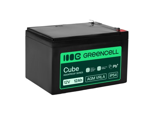 Greencell AGM VRLA 12V 12Ah accumulatore senza manutenzione per registratore di cassa, giocattoli, telecamere (151x98.5x95mm)