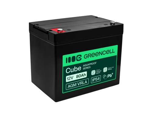 Greencell AGM VRLA 12V 80Ah senza manutenzione per alimentatore UPS, bilance, camper (260x168x216mm)