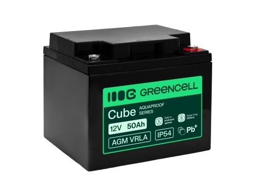 Greencell AGM VRLA 12V 50Ah batteria senza manutenzione per alimentatore UPS, bilancia, camper (197x166x170mm)