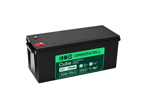 Greencell AGM VRLA 12V 175Ah batteria senza manutenzione per barche, fotovoltaico, pannelli solari (532x207x220mm)