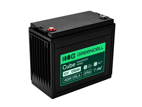 Greencell AGM VRLA 12V 135Ah batteria senza manutenzione per barche, fotovoltaico, pannelli solari (341x173x287mm)