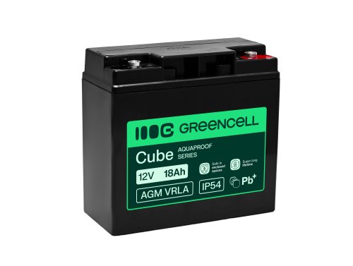 Greencell AGM VRLA 12V 18Ah senza manutenzione per casse fiscali, giocattoli, telecamere (181x77x167mm)