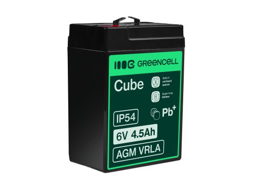 Batteria Green Cell AGM VRLA 6V 4.5Ah senza manutenzione per sistema di allarme cassa fiscale giocattolo - OUTLET