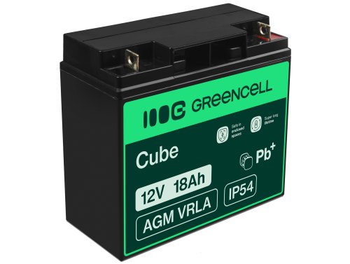 Green Cell® Batteria AGM 12V 18Ah accumulatore sigillata falciatrice Scooter Peschereccio Trattorino