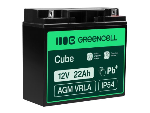 Accumulatore Green Cell® AGM 12V 22Ah gyapjú, karbantartást nem igénylő ólom-savas accumulatore fűnyírókhoz, golfkocsikhoz