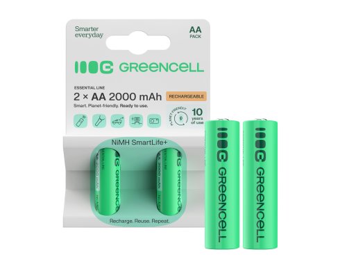 2x Batterie Ricaricabili AA R6 2000mAh Ni-MH Pile Green Cell