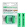2x Batterie Ricaricabili AA R6 2000mAh Ni-MH Pile Green Cell