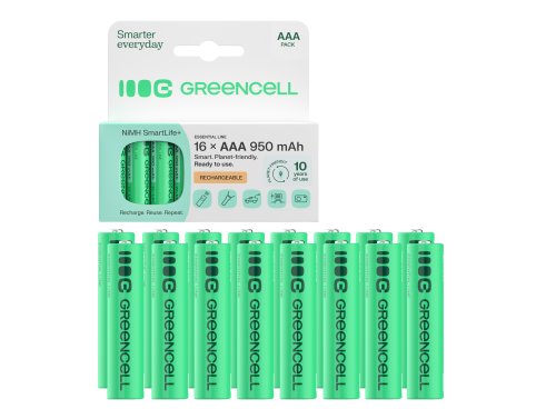 16x Batterie Ricaricabili AAA R3 950mAh Ni-MH Pile Green Cell