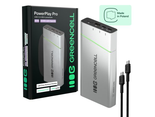 Powerbank Greencell PowerPlay Pro 20800mAh 65W – ricarica rapida, PD, Ultra Charge, produzione in Polonia