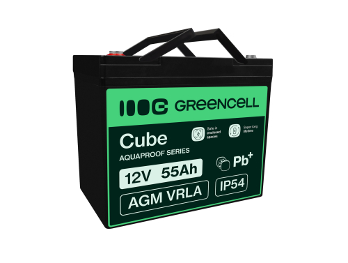 Green Cell CUBE AGM IP54 Batteria 12V 55Ah accumulatore sigillata falciatrice Scooter Peschereccio Trattorino